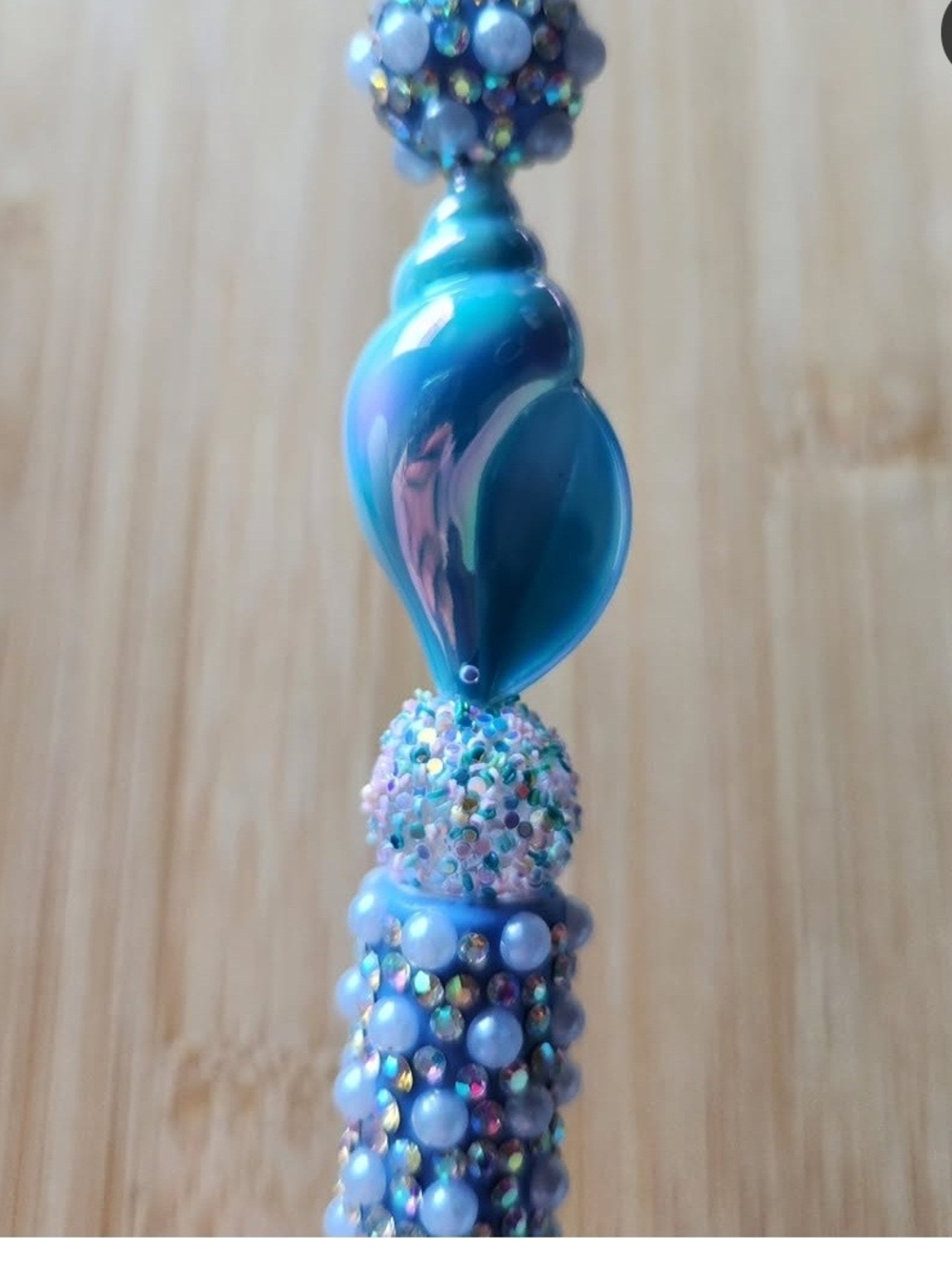 Blue Beaded Shell Pen
